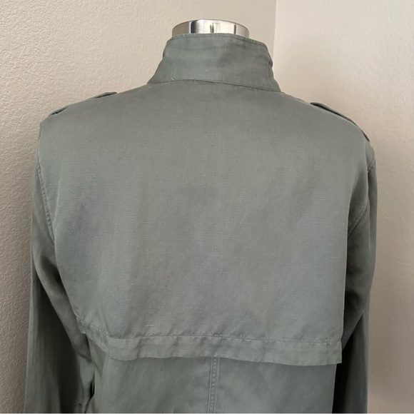 RAILS COLLINS JACKET Linen Blend Sage Military Moto Zip Up Snaps Pockets Size L - Picture 12 of 16